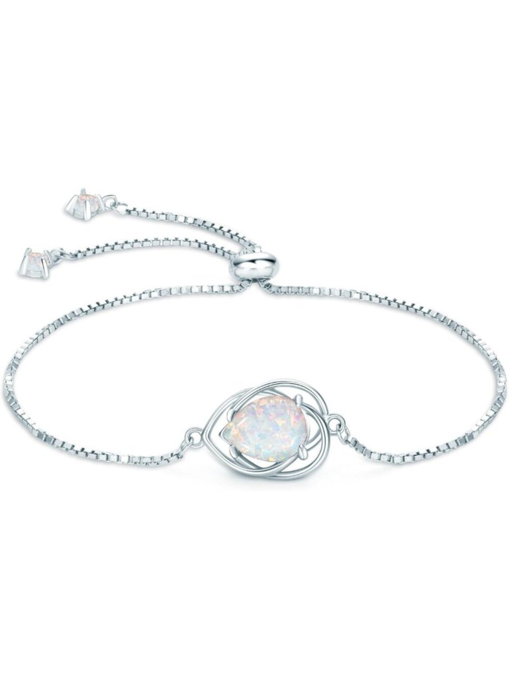 Sterling Silver Opal Bracelet for Women - October Birthstone Jewelry Gift